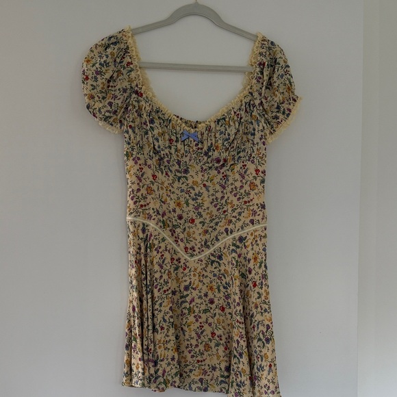 Reformation Yellow Floral Puff-Sleeve Dress “Ondine Dress” - Picture 2 of 9